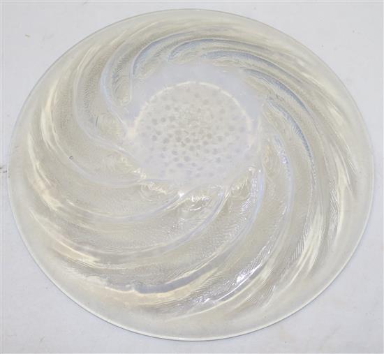 A Rene Lalique Poissons No.2 opalescent glass dish, diam. 29cm